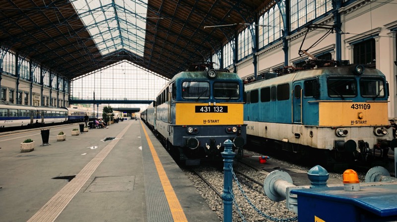 Awaiting the Airport Train at Nyugati palyaudvar Station Budapest
