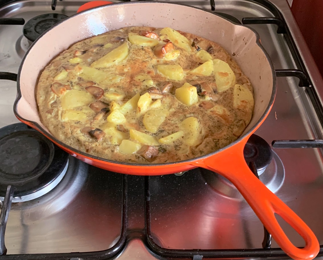 Mushroom and potato omelette